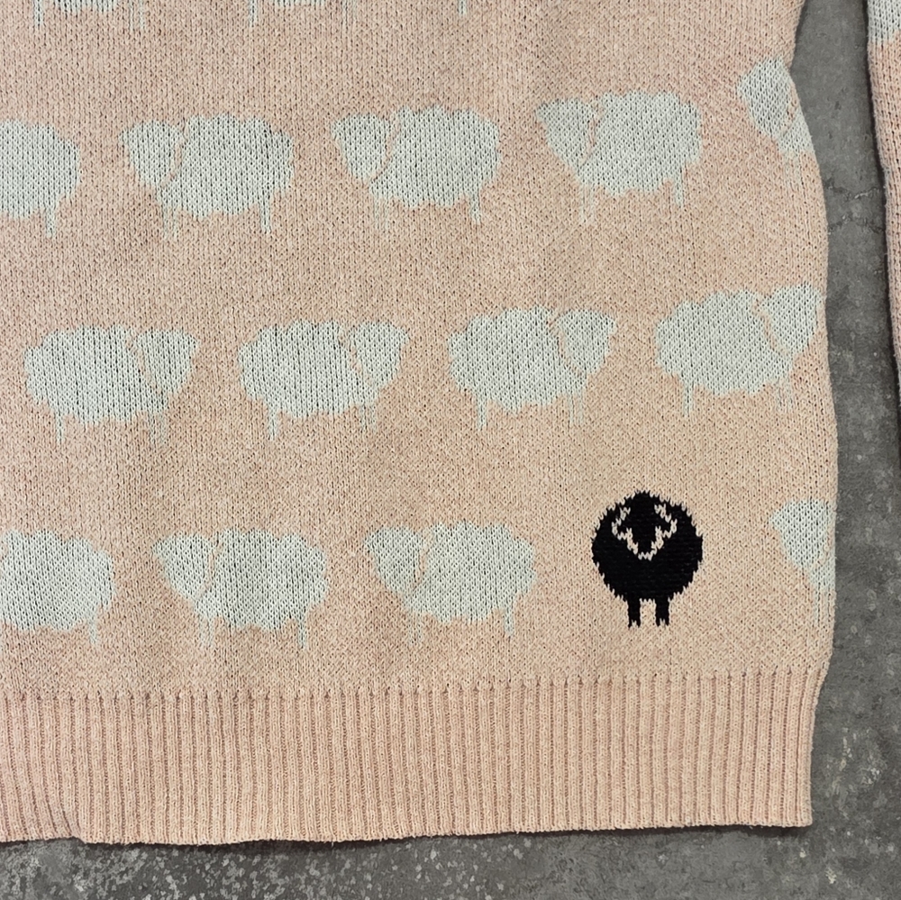 Parkhurst Pink Black Sheep Pattern Crewneck Sweater - Picture 3 of 7